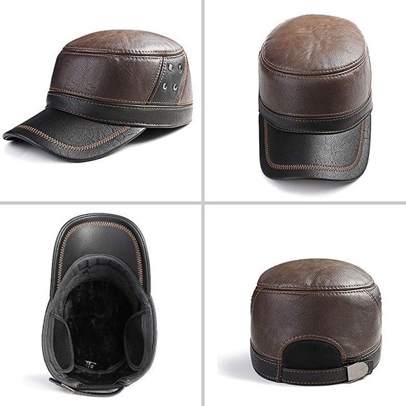 Winter Accessories Winter Mens Leather Cap With Earflap Military